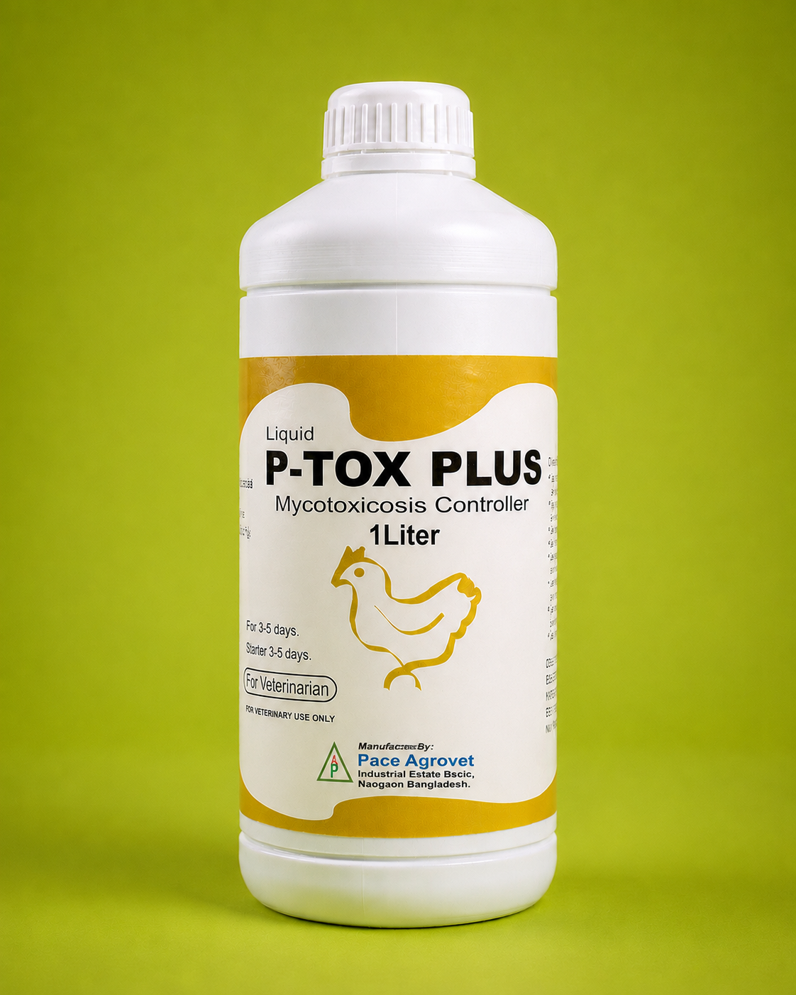A 1-liter bottle of P-Tox Plus Lite, featuring a sleek design and clear labeling for easy identification.