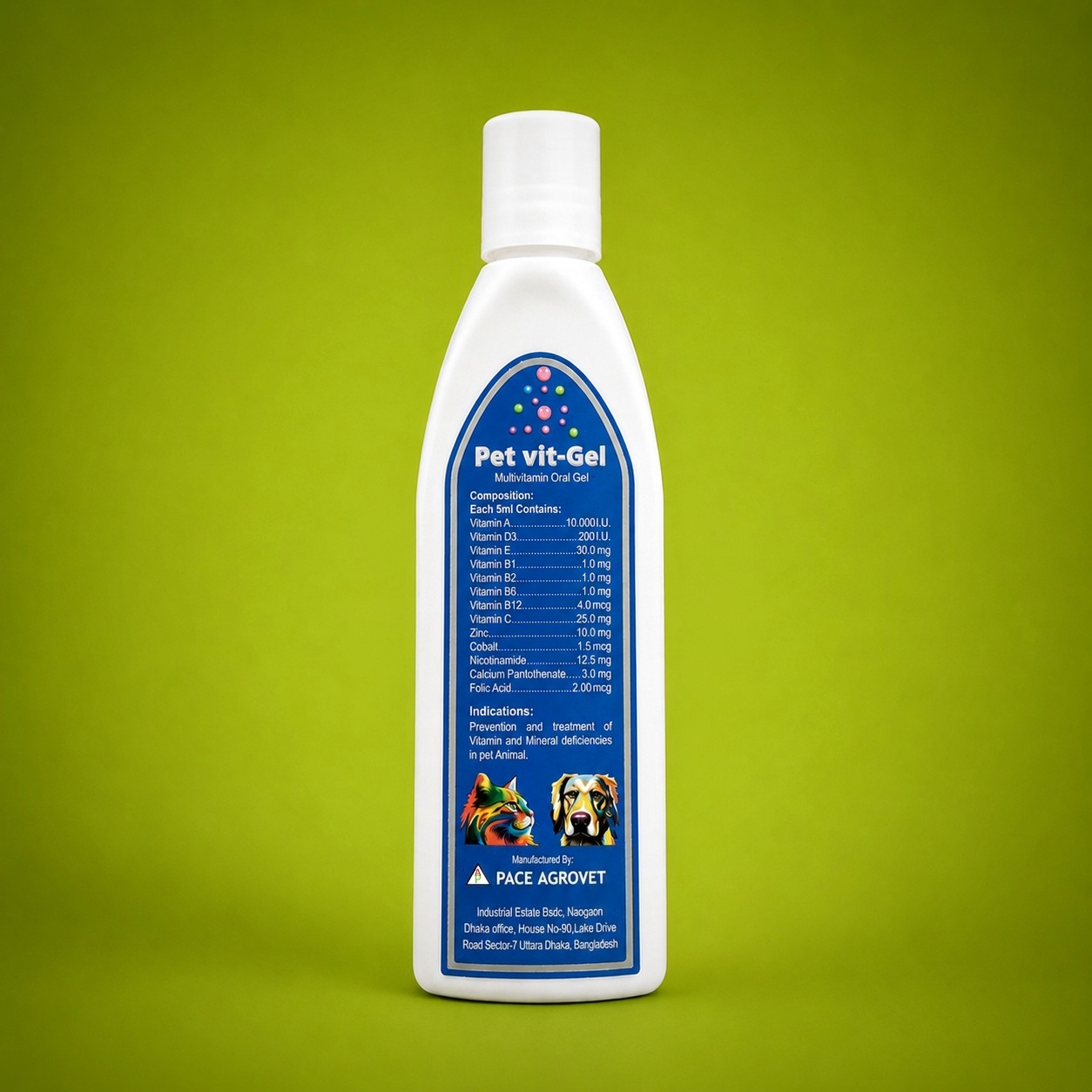 Pet Vit-Gel Premium Multivitamin and Mineral Oral Gel for Dogs and Cats by Pace Agrovet