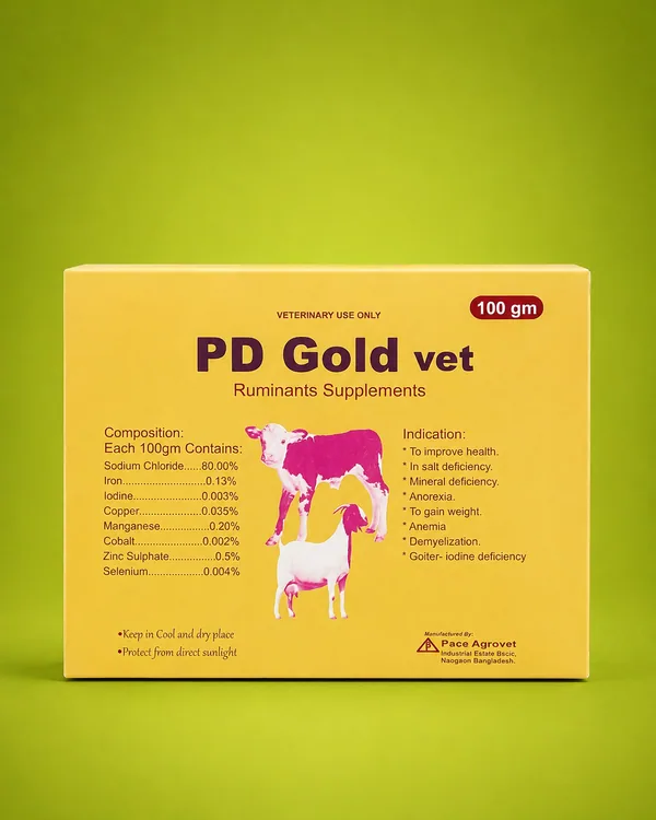 PD Gold Vet Veterinary Mineral and Trace Element Powder for Cattle, Buffaloes, Horses, Calves, Goats, Sheep, and Poultry by Pace Agrovet