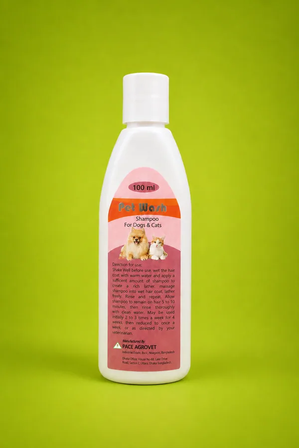 ## Image Alt Text PET WASH Premium Grooming and Cleansing Shampoo for Dogs and Cats by Pace Agrovet